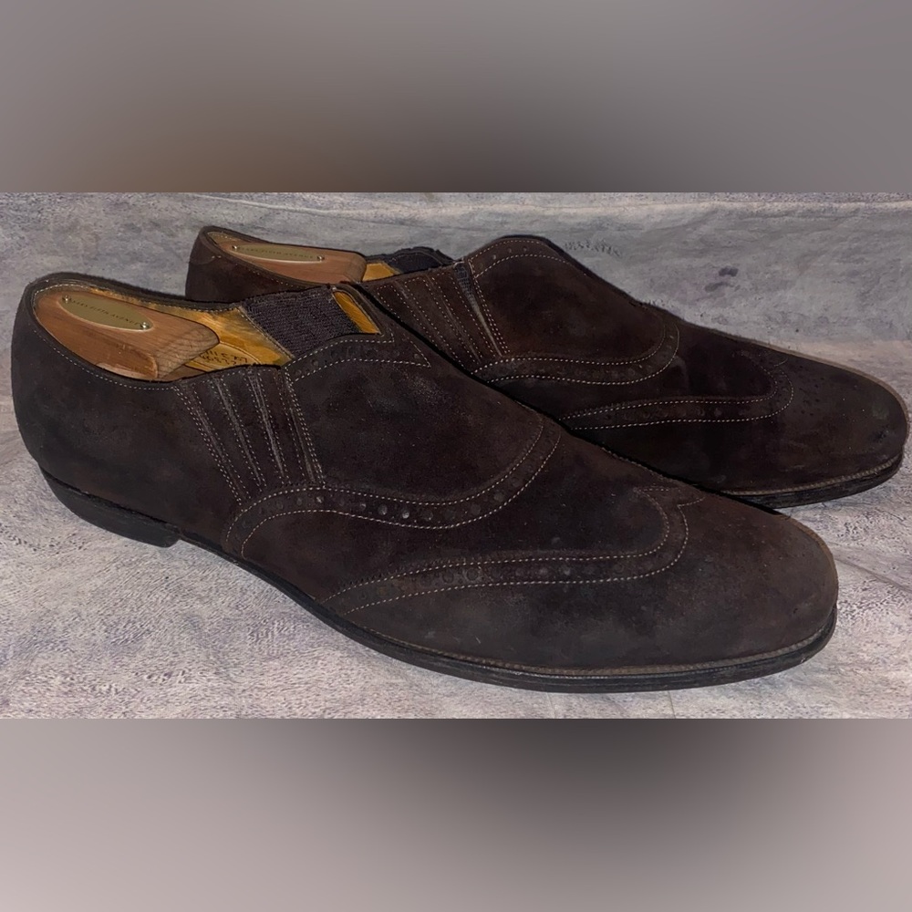 Edward Green Lazyman Loafers Brogues Casual Dress Shoes 11.5 US Chocolate Suede